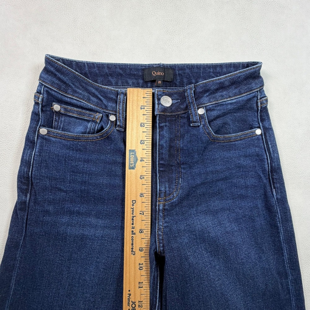 Quince Organic Cotton High Rise Wide Leg Jeans Dark Wash Womens Size 25 CZRY001 - Picture 7 of 11